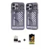 ieg™ iPhone 14 Pro Max Kılıf Nova Doku Koleksiyonu - Siyah Buffer Cam Ekran Koruyucu + Bilvis Titan Kamera Lens - GD