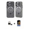 ieg™ iPhone 14 Pro Max Kılıf Nova Doku Koleksiyonu - Siyah Buffer Hayalet Cam Ekran Koruyucu + Bilvis Titan Kamera Lens - GS
