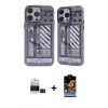 ieg™ iPhone 14 Pro Max Kılıf Nova Doku Koleksiyonu - Siyah Buffer Hayalet Cam Ekran Koruyucu + Bilvis Titan Kamera Lens - SH