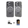 ieg™ iPhone 14 Pro Max Kılıf Nova Doku Koleksiyonu - Siyah Buffer Hayalet Cam Ekran Koruyucu + Bilvis Titan Kamera Lens - SH