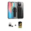 ieg™ iPhone 14 Pro Max Kılıf Nova Işık Koleksiyonu - Siyah Buffer Cam Ekran Koruyucu + Bilvis Titan Kamera Lens - GS