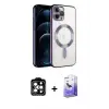 ieg™ iPhone 14 Pro Max Kılıf Nova Işık Özel Seri - Siyah Bilvis 5in1 5D Magic Hayalet Cam Ekran Koruyucu + PVD Metal Kamera Lens - TU