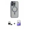 ieg™ iPhone 14 Pro Max Kılıf Nova Işık Özel Seri - Siyah Bilvis 5in1 5D Magic Hayalet Cam Ekran Koruyucu + Bilvis Titan Kamera Lens - GD