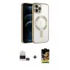 ieg™ iPhone 14 Pro Max Kılıf Nova Işık Özel Seri - Siyah Buffer Cam Ekran Koruyucu + Bilvis Titan Kamera Lens - GD