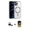 ieg™ iPhone 14 Pro Max Kılıf Nova Işık Özel Seri - Siyah Buffer Cam Ekran Koruyucu + Bilvis Titan Kamera Lens - GS