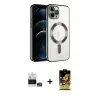 ieg™ iPhone 14 Pro Max Kılıf Nova Işık Özel Seri - Siyah Buffer Cam Ekran Koruyucu + Bilvis Titan Kamera Lens - GS