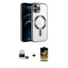 ieg™ iPhone 14 Pro Max Kılıf Nova Işık Özel Seri - Siyah Buffer Cam Ekran Koruyucu + Bilvis Titan Kamera Lens - GD