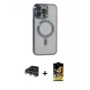 ieg™ iPhone 14 Pro Max Kılıf Nova Işık Özel Seri - Siyah Buffer Cam Ekran Koruyucu + Raze Metal Kamera Lens - GD