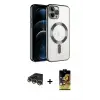 ieg™ iPhone 14 Pro Max Kılıf Nova Işık Özel Seri - Siyah Buffer Cam Ekran Koruyucu + Raze Metal Kamera Lens - GD
