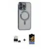 ieg™ iPhone 14 Pro Max Kılıf Nova Işık Özel Seri - Siyah Buffer Hayalet Cam Ekran Koruyucu + Bilvis Titan Kamera Lens - DNMR