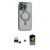 ieg™ iPhone 14 Pro Max Kılıf Nova Işık Özel Seri - Siyah Buffer Hayalet Cam Ekran Koruyucu + Bilvis Titan Kamera Lens - GD
