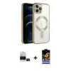 ieg™ iPhone 14 Pro Max Kılıf Nova Işık Özel Seri - Siyah Buffer Hayalet Cam Ekran Koruyucu + Bilvis Titan Kamera Lens - SH