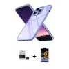 ieg™ iPhone 14 Pro Max Kılıf Nova Işık Serisi - Siyah Buffer Hayalet Cam Ekran Koruyucu + Bilvis Titan Kamera Lens - GS