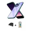 ieg™ iPhone 14 Pro Max Kılıf Nova Işık Serisi - Siyah Polymer Nano Ekran Koruyucu + Raze Metal Kamera Lens - GS