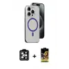 ieg™ iPhone 14 Pro Max Kılıf Odak Form Özel Seri - Siyah Buffer Cam Ekran Koruyucu + PVD Metal Kamera Lens - TU