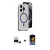 ieg™ iPhone 14 Pro Max Kılıf Odak Form Özel Seri - Siyah Buffer Hayalet Cam Ekran Koruyucu + Bilvis Titan Kamera Lens - GS