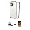 ieg™ iPhone 14 Pro Max Kılıf Pusula Asil Koleksiyonu - Siyah Buffer Cam Ekran Koruyucu + Bilvis Titan Kamera Lens - SH