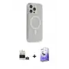 ieg™ iPhone 14 Pro Max Kılıf Pusula Çizgi Koleksiyonu - Siyah Bilvis 5in1 5D Magic Hayalet Cam Ekran Koruyucu + Bilvis Titan Kamera Lens - GD
