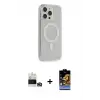 ieg™ iPhone 14 Pro Max Kılıf Pusula Çizgi Koleksiyonu - Siyah Buffer Hayalet Cam Ekran Koruyucu + Bilvis Titan Kamera Lens - GD