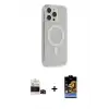 ieg™ iPhone 14 Pro Max Kılıf Pusula Çizgi Koleksiyonu - Siyah Buffer Hayalet Cam Ekran Koruyucu + Bilvis Titan Kamera Lens - SH