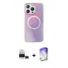 ieg™ iPhone 14 Pro Max Kılıf Pusula Form - Siyah Bilvis 5in1 3D Magic Cam Ekran Koruyucu + Bilvis Titan Kamera Lens - SH