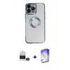 ieg™ iPhone 14 Pro Max Kılıf Pusula Form - Siyah Bilvis 5in1 3D Magic Cam Ekran Koruyucu + Bilvis Titan Kamera Lens - GS
