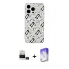 ieg™ iPhone 14 Pro Max Kılıf Pusula Form - Siyah Bilvis 5in1 3D Magic Cam Ekran Koruyucu + Bilvis Titan Kamera Lens - GD