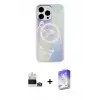 ieg™ iPhone 14 Pro Max Kılıf Pusula Form - Siyah Bilvis 5in1 3D Magic Cam Ekran Koruyucu + Bilvis Titan Kamera Lens - GD