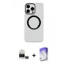 ieg™ iPhone 14 Pro Max Kılıf Pusula Form - Siyah Bilvis 5in1 3D Magic Cam Ekran Koruyucu + Bilvis Titan Kamera Lens - GS