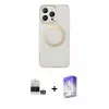 ieg™ iPhone 14 Pro Max Kılıf Pusula Form - Siyah Bilvis 5in1 3D Magic Cam Ekran Koruyucu + Bilvis Titan Kamera Lens - GS