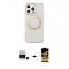 ieg™ iPhone 14 Pro Max Kılıf Pusula Form - Siyah Buffer Cam Ekran Koruyucu + Bilvis Titan Kamera Lens - DNMR