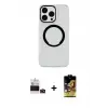 ieg™ iPhone 14 Pro Max Kılıf Pusula Form - Siyah Buffer Cam Ekran Koruyucu + Bilvis Titan Kamera Lens - DNMR