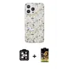 ieg™ iPhone 14 Pro Max Kılıf Pusula Form - Siyah Buffer Cam Ekran Koruyucu + PVD Metal Kamera Lens - TU