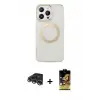 ieg™ iPhone 14 Pro Max Kılıf Pusula Form - Siyah Buffer Cam Ekran Koruyucu + Raze Metal Kamera Lens - GS