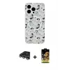 ieg™ iPhone 14 Pro Max Kılıf Pusula Form - Siyah Buffer Cam Ekran Koruyucu + Raze Metal Kamera Lens - GS