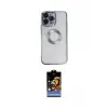 ieg™ iPhone 14 Pro Max Kılıf Pusula Form - Siyah Buffer Hayalet Cam Ekran Koruyucu