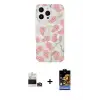 ieg™ iPhone 14 Pro Max Kılıf Pusula Form - Siyah Buffer Hayalet Cam Ekran Koruyucu + Bilvis Titan Kamera Lens - GD