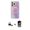 ieg™ iPhone 14 Pro Max Kılıf Pusula Form - Siyah Buffer Hayalet Cam Ekran Koruyucu + Bilvis Titan Kamera Lens - GS