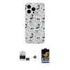 ieg™ iPhone 14 Pro Max Kılıf Pusula Form - Siyah Buffer Hayalet Cam Ekran Koruyucu + Bilvis Titan Kamera Lens - DNMR