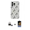 ieg™ iPhone 14 Pro Max Kılıf Pusula Form - Siyah Buffer Hayalet Cam Ekran Koruyucu + Bilvis Titan Kamera Lens - GS