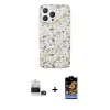 ieg™ iPhone 14 Pro Max Kılıf Pusula Form - Siyah Buffer Hayalet Cam Ekran Koruyucu + Bilvis Titan Kamera Lens - GD