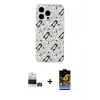 ieg™ iPhone 14 Pro Max Kılıf Pusula Form - Siyah Buffer Hayalet Cam Ekran Koruyucu + Bilvis Titan Kamera Lens - GD