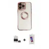 ieg™ iPhone 14 Pro Max Kılıf Pusula Form - Siyah Joko 5D Cam + Bilvis Titan Kamera Lens - GD