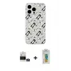 ieg™ iPhone 14 Pro Max Kılıf Pusula Form - Siyah Polymer Nano Ekran Koruyucu + Bilvis Titan Kamera Lens - GS