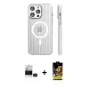 ieg™ iPhone 14 Pro Max Kılıf Pusula Minimal Koleksiyonu - Siyah Buffer Cam Ekran Koruyucu + Bilvis Titan Kamera Lens - DNMR