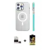 ieg™ iPhone 14 Pro Max Kılıf Pusula Minimal Koleksiyonu - Siyah Buffer Cam Ekran Koruyucu + Bilvis Titan Kamera Lens - GD
