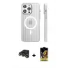 ieg™ iPhone 14 Pro Max Kılıf Pusula Minimal Koleksiyonu - Siyah Buffer Cam Ekran Koruyucu + Raze Metal Kamera Lens - GD