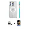 ieg™ iPhone 14 Pro Max Kılıf Pusula Minimal Koleksiyonu - Siyah Buffer Hayalet Cam Ekran Koruyucu + Bilvis Titan Kamera Lens - GD