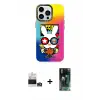 ieg™ iPhone 14 Pro Max Kılıf Siluet Çizgi Koleksiyonu - Şeffaf 360 Full Body Arka Koruyucu + Bilvis Titan Kamera Lens - GD