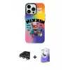 ieg™ iPhone 14 Pro Max Kılıf Siluet Çizgi Koleksiyonu - Siyah Bilvis 5in1 5D Magic Hayalet Cam Ekran Koruyucu + Raze Metal Kamera Lens - GS